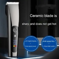 Black Professional Rechargeable Hair Clipper with Digital LED Display - Precision Trimmer for Men thumbnail