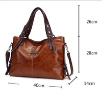 Classic Vintage PU Leather Handbag-Spacious Shoulder and Crossbody Tote for Women (Brown) thumbnail