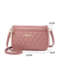 Red PU Leather Quilted Crossbody Bag for Women - Compact Multi-Compartment Shoulder Purse thumbnail