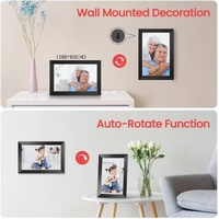 10.1-Inch Wooden Frame WiFi Digital Photo Frame - 32GB Storage, IPS Touchscreen, App Remote Sharing thumbnail