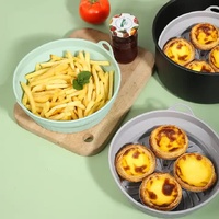 3D Round Air Fryer Silicone Liners - Food-Grade, Non-Stick, Reusable Basket Mats for Air Fryers, Ovens, and Microwaves (4 PCS Gray) thumbnail