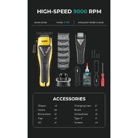 VGR Professional Hair Clipper Set - 9000 RPM Vector Motor, Rechargeable Cordless Grooming Kit with Accessories thumbnail