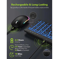 Ultra-Thin Wireless Backlit Keyboard & Mouse Combo - Rechargeable, Multi-Device Bluetooth for Mac, Windows, iOS thumbnail