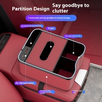 Mocha Brown Car Armrest Storage Box with LED Ambient Light - Multifunctional Tissue Holder & Organizer for Car Interior thumbnail