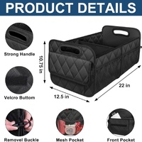 Black Foldable Car Trunk Storage Box with Multiple Compartments - Large Capacity Collapsible Organizer for Car thumbnail
