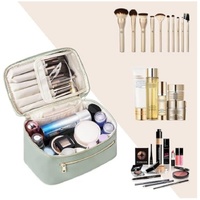 Black PU Leather Large Capacity Makeup Bag - Waterproof & Multifunctional Handbag for Women thumbnail