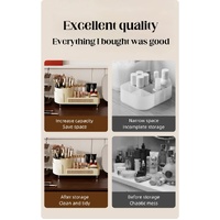 White Cosmetic Organizer - Rotating Desktop Makeup Brush Holder with Large Capacity Storage thumbnail