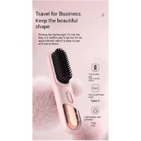 Purple 2-in-1 Rechargeable Hair Straightener and Curler – Portable Hair Styling Comb, Dual Function Flat Iron and Curling Wand, Perfect for Home Use thumbnail