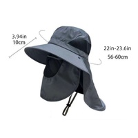 Light Gray Outdoor UV Protection Hat for Men - Detachable Face & Neck Shield, Large Brim Sun Hat for Fishing, Hiking, and Outdoor Activities thumbnail