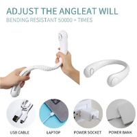 Green Portable Neck Hanging USB Fan - Mini Hands-Free Wearable Fan, USB Rechargeable, No-Blade Design for Cooling thumbnail