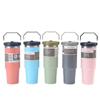 Blue 30oz 304 Stainless Steel Ice Cup with Handle - Portable Car and Travel Cup, Double Insulated, for Hot & Cold Drinks thumbnail