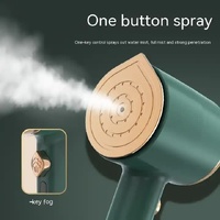 Green Handheld Garment Steamer with Spray Function - Portable 2-in-1 Wet and Dry Mini Steam Iron for Clothes, Wrinkle Remover, and Fabric Freshener thumbnail