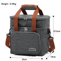 Grey Large Capacity Lunch Bag - Dual-Layer Insulated Cooler Bag for Outdoor, Picnic, and Work Use thumbnail