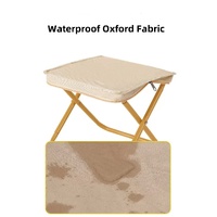 Black Outdoor Folding Stool with Carrying Handle - Portable Camping Seat, Fishing Chair, Collapsible Zipper Stool for Outdoors, Queueing, and More thumbnail