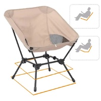 Beige Portable Lightweight Folding Beach Chair - Compact Fishing Chair with Square Legs for Outdoor Use thumbnail