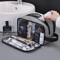 Black Elite Series 3-Layer Large Capacity Men's Toiletry Bag - Portable Travel Cosmetic Organizer with Premium Design thumbnail