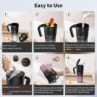 Black Portable Juicer Cup with Straw, USB Rechargeable 6-Blade Blender, Multi-Function Juice Maker for Travel and Outdoor Use thumbnail