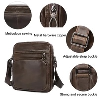Dark Brown Men's Genuine Leather Casual Shoulder Bag, Minimalist Crossbody Bag for Everyday Use thumbnail