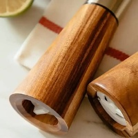 Gold Acacia Wood Pepper Grinder, Manual Multi-Purpose Spice Mill, Kitchen Seasoning Tool thumbnail