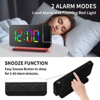 White RGB LED Projection Alarm Clock, Multi-Color Night Light with Snooze Function, Home Decor Digital Clock thumbnail