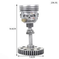 Piston Skull Face Sculpture, Resin Gear Decor, Industrial Style Home Decoration thumbnail