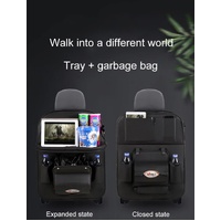 Rose Madder Leather Car Backseat Organizer with Foldable Tray Table & Trash Bag - Multi-functional Car Storage Solution thumbnail