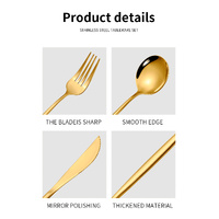 Colorful Color Premium 24-Piece Stainless Steel Cutlery Set - Elegant Golden Steak Knife, Fork, and Spoon Set in Luxury Gift Box thumbnail