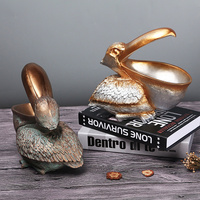 Silver Pelican Resin Decor Bowl - Unique Key, Candy, and Storage Organizer for Home Decoration thumbnail