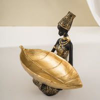 Elegant African Woman Resin Tray - Unique Home Decor and Storage Organizer thumbnail