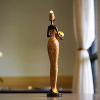 Gold Exotic African Woman Figurine - Elegant Resin Sculptures for Home Decor thumbnail