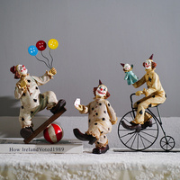 Vintage Circus Clown Figurines - Retro Balloon and Bicycle Ornaments thumbnail
