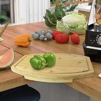 Corner Bamboo Cutting Board with Juice Groove – Space-Saving Kitchen Countertop Board thumbnail