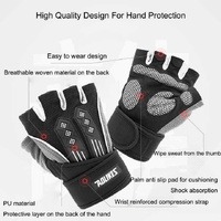 M White Fingerless Workout Gloves with Wrist Support – Non-Slip, Breathable Gym Gloves for Weightlifting and Cycling thumbnail
