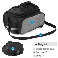 Black Insulated Bike Rear Rack Bag - Waterproof Storage Bag with Soft PE Padding for Cycling thumbnail