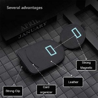 Black Multifunctional Car Sun Visor Glasses Clip with Card Holder - Compact and Convenient thumbnail