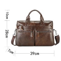 Brown Men's Genuine Leather Briefcase - Classic Business Messenger Bag thumbnail