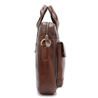 Light Brown Men's Genuine Leather Shoulder Bag - Vintage Business Briefcase thumbnail