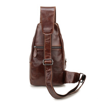 Black Men's Leather Sling Backpack - Casual Crossbody Chest Bag thumbnail