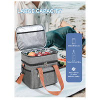 Grey Waterproof Insulated Lunch Bag - Leakproof Thermal Cooler for Food and Drinks thumbnail