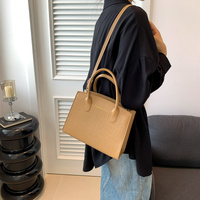 Black Elegant Faux Crocodile Leather Handbag - Stylish Tote Bag with Adjustable Strap thumbnail