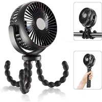 Black Mini Portable Baby Stroller Fan with Flexible Tripod thumbnail