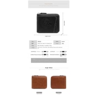 Brown Men's Leather Wallet with Zipper and Horse Embossed Design -  Compact and Stylish thumbnail