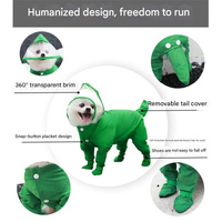 L Green Waterproof Full-Cover Pet Raincoat with Hood and Booties thumbnail