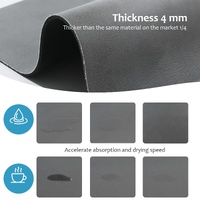 Silver Waterproof Quick-Dry Kitchen Mat - Non-Slip Rubber Base, Absorbent Technology Fabric, 4mm Thick thumbnail