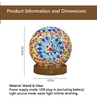Pink Diamond Pattern Handmade Mosaic Glass Lamp - Vibrant Decorative Table Light thumbnail