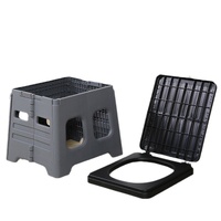 Grey Portable Folding Outdoor Toilet with Lid - Heavy Duty 150kg Capacity thumbnail