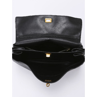 Elegant Black Leather Handbag with Gold Accents - Versatile Shoulder and Hand Carry thumbnail