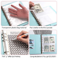 Light Blue 100-Day Savings Challenge Cash Binder with Tracker and Refillable Notebook thumbnail