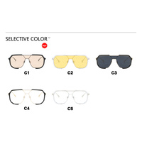 Black Frame Champagne Unisex Oversized Aviator Metal Frame Sunglasses - Retro Fashion Eyewear with AC Lenses thumbnail