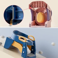 Grey Children's Toilet Trainer Seat – Foldable Potty Ladder with Color Box, Easy-to-Use Toilet Seat for Kids thumbnail